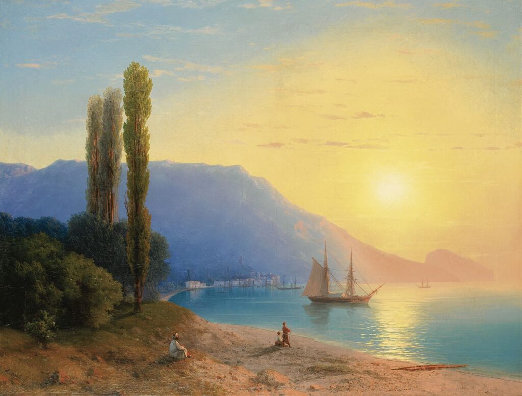 Ivan Ajvazovskij (1817–1900) 
Solnedgång över Jalta. 1861.
